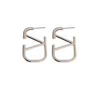 XIWCAFC Orecchini Chunky Oro 18k V Goccia Donna Anallergici Gioielli Regalo per Ragazza Mamma (Argento)
