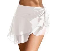 XIWCAFC Pareo Mare Donna Corto Copricostume Donna Mare Spiaggia Beach Wrap Sarong Copribikini Costume da Bagno Bikini Cover Up Copricostumi per Vacanza Party Beachwear (Bianco, M)