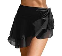 XIWCAFC Pareo Mare Donna Corto Copricostume Donna Mare Spiaggia Beach Wrap Sarong Copribikini Costume da Bagno Bikini Cover Up Copricostumi per Vacanza Party Beachwear (Nero, S)