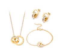 XIWCAFC Parure di Gioglielli per Donna,Numeri Romani con Zircone Set di Gioglielli, Acciaio Inossidabile Placcato Oro 18 Carati Argento Pendente Collana Orecchini Bracciali Set Anniversario (oro)