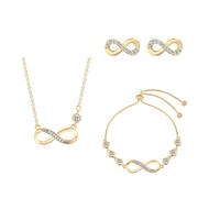 XIWCAFC Parure Gioielli per Donna Ragazze Infinito con Zircone Oro Argento Pendente Collana Orecchini Bracciali Set Gioielli Set Per Festival Regalo (oro)