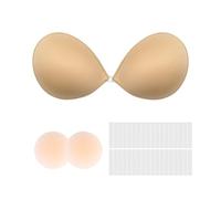 XIWCAFC Reggiseno Invisibile e Senza Spalline per Donna,Reggiseno Adesivo Push Up,Sticky Bra Reggiseni Adesivi Riutilizzabile Coppe Adesive Seno per Abito Cerimonia (Beige, B)