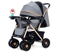 xixi-home Passeggino leggero, pieghevole, da viaggio, con cintura di sicurezza e tettuccio regolabile, cestino per la spesa in posizione sdraiata, per neonati da 0 a 5 anni (grigio)