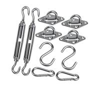 Xixian Kit Hardware per Vela Parasole in Acciaio Inossidabile 304 con Ganci a S, Tenditori e Viti di Montaggio per Tenda da Sole, Amaca, Parasole, Tettoia Esterna, Installazione del di Tensionamento