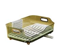 Xixian Porta Piatti Scolapiatti per Lavello con Scarico Automatico | Stendino in plastica trasparente, adatto all\'area del lavandino, contiene piatti, ciotole, bacchette, cucchiai, soluzione