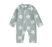 XIXIMAON Costume da Bagno per Neonato Ragazzo Anti-UV Tuta da Nuoto Maniche Lunghe e Cappello da Bagno Set Piscina Spiaggia Immersione Surf, 12- 18 Mesi