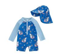 XIXIMAON Costume da Bagno per Neonato Ragazzo Anti-UV Tutina da Nuoto Maniche Lunghe e Cappello da Bagno Set Completo Piscina Spiaggia Immersione Surf, 4-5 anni