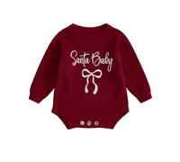 XIXIMAON Maglione di Natale per neonato, unisex, a maglia, a maniche lunghe, con motivo natalizio, invernale, caldo, neonato, unisex, Rosso Santa Baby, 9-12 mesi