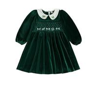 XIXIMAON Vestito di Natale per bambina in velluto a maniche lunghe e scollo a claudine, abito da principessa invernale per sera, cocktail, matrimonio, festa, vestito di Natale, 12-18 Mesi
