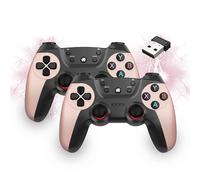 XIXIMENG 2 Pack Controller wireless USB per Multiplayer, Controller di gioco a doppio shock per Linux/Android/Phone/Windows PC/TV Box, Gamepad Joystick Plug & Play con Joystick a effetto Hall (Rosa)