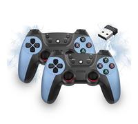 XIXIMENG 2 Pack Controller wireless USB per Multiplayer, Controller di gioco a doppio shock per Linux/Android/Phone/Windows PC/TV Box, Gamepad Joystick Plug & Play con Joystick a effetto Hall (Blu)