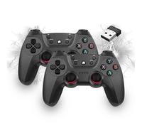 XIXIMENG 2 Pack Controller wireless USB per Multiplayer, Controller di gioco a doppio shock per Linux/Android/Phone/Windows PC/TV Box, Gamepad Joystick Plug & Play con Joystick a effetto Hall (Nero)