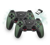 XIXIMENG 2 Pack Controller wireless USB per Multiplayer, Controller di gioco a doppio shock per Linux/Android/Phone/Windows PC/TV Box, Gamepad Joystick Plug & Play con Joystick a effetto Hall (Verde)