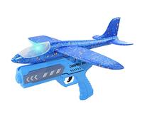 XiXiRan Aereo Polistirolo con Pistola Catapulta, Aereo da Lancio a Mano con Luci, Aeroplano Giocattolo in Schiuma Aliante da Lancio Giocattoli Sportivi All'aperto per Bambini 3 Anni (blu)
