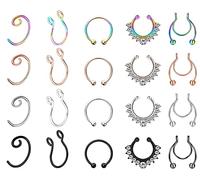 XiXiRan Piercing Naso Finto con Acciaio Chirurgico Cerchio Anello Septum Non Piercing Clip con Brillantino