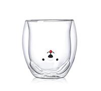 XiXiRan Tazza Vetro a Doppia Parete, Tazza Colazione Doppio Vetro, Bicchieri Caffè Vetro Doppia Parete, Bicchieri Caffè Vetro Trasparente, Tazza Latte 250ml Isolante a Doppia Parete (Cane)