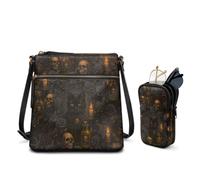 xixirimido Borsa a tracolla da donna, borsa a tracolla in pelle PU, custodia per occhiali a doppio strato, set 2 in 1, borsa per cellulare