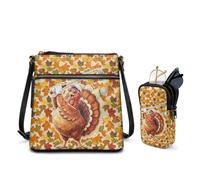 xixirimido Borsa a tracolla da donna in pelle PU, borsa a tracolla con custodia per occhiali a doppio strato e tasche posteriori con cerniera, set 2 in 1