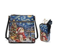 xixirimido Borsa a tracolla da donna in pelle PU, set 2 in 1, borsa a tracolla, custodia per occhiali a doppio strato, tasche posteriori con cerniera