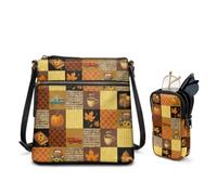 xixirimido Borsa a tracolla in pelle PU da donna, set 2 in 1, borsa a tracolla con custodia per occhiali a doppio strato e tasche posteriori con cerniera