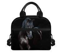 xixirimido Borsa per il pranzo del cavallo nero per le ragazze dei bambini isolati scuola delle donne adulto contenitore termico portatile sacchetto