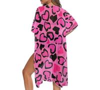 xixirimido Cardigan lungo da donna con stampa leopardata, a mezza manica, leggero, casual, kimono, viaggi, vacanze, spiaggia, Rosa Nero Leopardo, Taglia unica