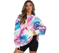 xixirimido Felpa alla moda da donna leggera pullover top manica lunga oversize autunno abbigliamento per esercizio fisico, Tintura arcobaleno., 3XL