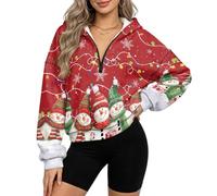 xixirimido Felpa con cappuccio in pile corta da donna con mezza zip a | Comodo pullover con cappuccio, fodera in pile, moda Y2K Street Going Outfit, abbigliamento invernale autunnale, S-3XL