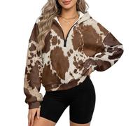 xixirimido Felpa con cappuccio in pile corta da donna con mezza zip a | Comodo pullover con cappuccio, fodera in pile, moda Y2K Street Going Outfit, abbigliamento invernale autunnale, S-3XL