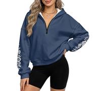 xixirimido Felpa con cappuccio in pile corta da donna con mezza zip a | Comodo pullover con cappuccio, fodera in pile, moda Y2K Street Going Outfit, abbigliamento invernale autunnale, S-3XL