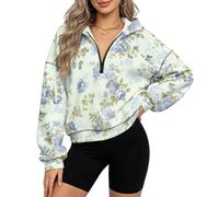 xixirimido Felpa con cappuccio in pile corta da donna con mezza zip a | Comodo pullover con cappuccio, fodera in pile, moda Y2K Street Going Outfit, abbigliamento invernale autunnale, S-3XL