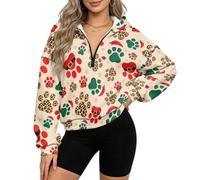 xixirimido Felpa con cappuccio in pile corta da donna con mezza zip a | Comodo pullover con cappuccio, fodera in pile, moda Y2K Street Going Outfit, abbigliamento invernale autunnale, S-3XL
