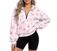 xixirimido Felpa con cappuccio in pile corta da donna con mezza zip a | Comodo pullover con cappuccio, fodera in pile, moda Y2K Street Going Outfit, abbigliamento invernale autunnale, S-3XL