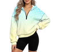 xixirimido Felpa con cappuccio in pile corta da donna con mezza zip a | Comodo pullover con cappuccio, fodera in pile, moda Y2K Street Going Outfit, abbigliamento invernale autunnale, S-3XL
