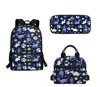 xixirimido Zaino personalizzato per bambini con nome personalizzato 3 pezzi set zaino con borsa per il pranzo astuccio per matite per ragazze ragazzi, Palline per gatti blu, Taglia unica, Zaino casual