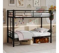 xixiworkshop Letto a castello: letto in metallo con superficie inferiore 90 × 190 cm, dotato di scaletta di salita e rivestimenti protettivi, trasformabile in due letti singoli, colore nero.