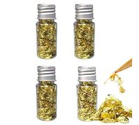 XIXKOLYU 4 Bottles Gold Foil Gold Foil Flakes Gold Leaf Leaf for Crafts Dessert Sprinkles Cake Decoration Cake Nails and Jewelry Making Gold 5,4 g