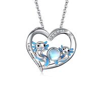 XIXLES Collana con ciondolo a forma di cuore lucido, in argento Sterling 925, con ciondolo a forma di cane, gatto, farfalla, koala, coniglio, Axolotl, Koi/gufo, con scatola regalo, Argento sterling