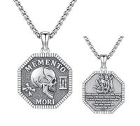 XIXLES Collana con teschio, in argento sterling 925, con ciondolo a forma di teschio, per uomini e donne, 22 inches, Argento sterling