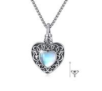 XIXLES Collana con urne a forma di cuore, in argento Sterling 925, con albero della vita, per cenere, cremazione, cenere, ciondolo per uomo e donna