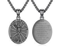 XIXLES Collana da uomo in argento sterling e oro 14 carati con amuleto | Cresima, battesimo, preghiera, benedizione, speranza, fede, ipoallergenico, non sbiadisce, con scatola portagioie