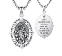 XIXLES Collana di San Cristoforo in argento sterling 925, con amuleto, per uomo e donna