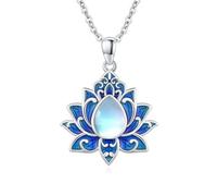 XIXLES Lotus - Collana da donna in argento sterling 925, con pietra di luna, idea regalo per donne