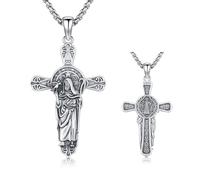 XIXLES Santo Patrono, collana in argento sterling 925, amuleto, gioiello religioso per uomo e donna, M, Argento sterling, Non pietra preziosa