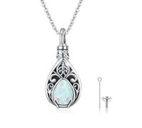 XIXLES Tree of Life - Collana con urna a forma di cenere, in argento Sterling 925, per donne e uomini, idea commemorativa per ceneri umane (10 opali)