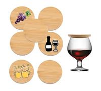 XiyaxiVici 8 pezzi Coperchi per bicchieri da vino Coperchio in legno 8,1 cm Diametro Esterno 6 cm Diametro Interno Spessore 1 cm Riutilizzabile Bicchieri d'acqua Graffiti Fai Da Te