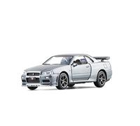 XIYUEYING 1/32 Per Nissan Skyline Ares GTR R34 Classico Alta Simulazione Modello Di Auto Giocattoli In Metallo Pressofuso(Argento)