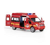 XIYUEYING 1/32 Per Polizia Ambulanza Vigili Del Fuoco Modello Di Auto In Metallo Pressofuso Simulazione Decorazioni Giocattolo(Rosso)