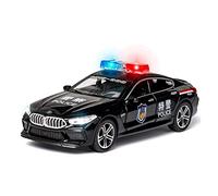 XIYUEYING Per La BMW M8 Polizia Riproduce Il Suono Della Simulazione Di Un'auto E Luce Tira Indietro Regalo Dei Bambini 1 32(Nero)