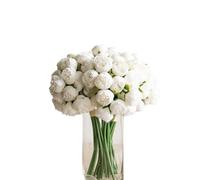 XIZHI 18 fiori artificiali di ranuncolo da 30 cm e 54 teste di ranuncolo in finta seta, decorazione per bouquet per la casa, fai da te, decorazione per matrimoni (bianco)
